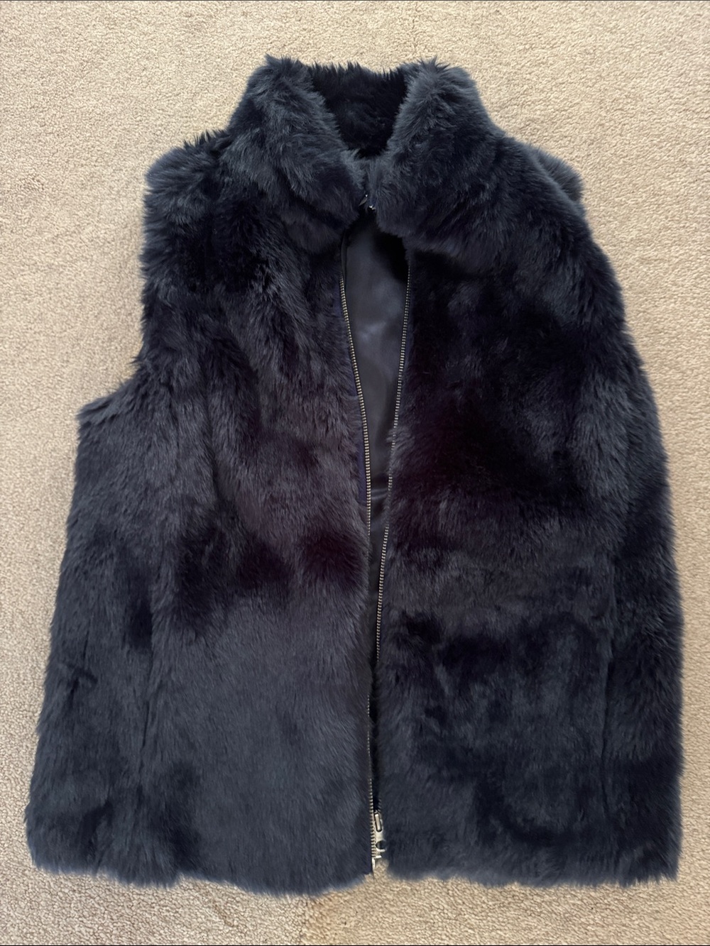 J. Crew Black Faux Fur Vest